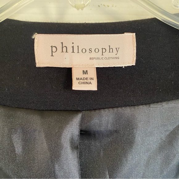 Philosophy Black Blazer/Jacket; Size Medium Zipper Detail on sleeves and around - Picture 5 of 7